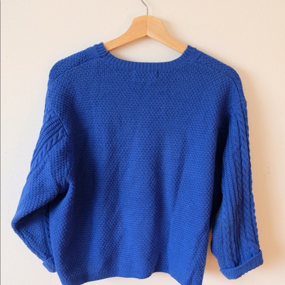 Cropped blue knit sweater - Picture 2 of 4